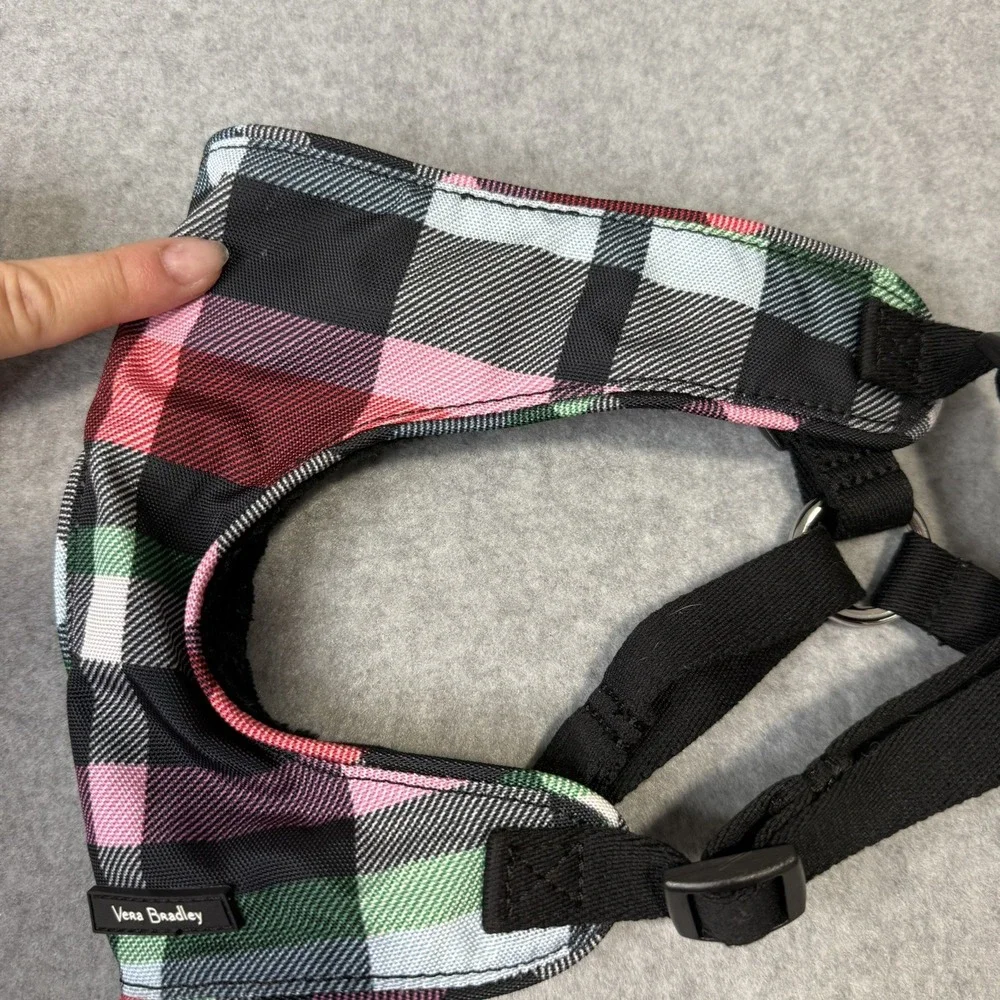 VERA BRADLEY Dog Harness Pink Multicolor Plaid Fleece Lined Size M/L